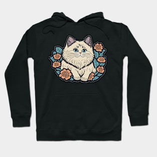 Floral Cat Design Hoodie